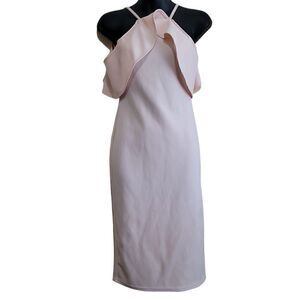 Oh My Love Pink Ruffle Sleeveless Midi Dress Sz XSMALL